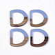 透明樹脂＆ウォールナットウッドリンキングリング  dリング  コーンフラワーブルー  38.5x37.5x3~4mm  内径：25~26x24~25mm RESI-Q210-012A-B01-1