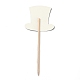 紙の帽子のケーキの挿入カードの装飾  竹の棒で  バースデーケーキデコレーション用  ブラック  124mm  6個/セット DIY-H108-05-2