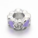 Platinum Plated Alloy Pave Crystal Rhinestone Enamel Large Hole European Column Carved Heart Beads ENAM-E270-01C-1