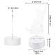 アクリル 3d クリエイティブ ビジュアライゼーション ランプ  タッチランプ  猫  透明  9.8~17.5x9.8~13x0.35~4cm  2個/セット DJEW-WH0010-53-2