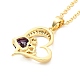 Cubic Zirconia Heart with Word Love Pendant Necklace NJEW-F293-02A-G-3