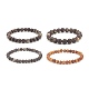 4pcs ensemble de bracelets extensibles en perles rondes en agate naturelle de 4 tailles BJEW-JB08196-1