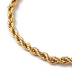 女性用ラックメッキ真鍮ロープチェーンブレスレット  ゴールドカラー  7-1/8インチ（18.1cm） BJEW-C020-11A-G-2