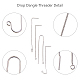 SUNNYCLUE 1 Box 10pcs (5 Pair) Ear Threads Threaders Dangle Drop Long Chain Brass Stud Earrings Loops for DIY Findings Making Platinum KK-SC0001-16P-5
