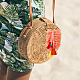 ボヘミアンタッセルペンダントデコレーション  編み葉布チャーム  女性用バッグ飾り  ライトサーモン  19.2~20.2cm KEYC-WH0032-34B-4