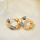 Минималистичные серьги-кольца из бамбуковой латуни с прозрачным кубическим цирконием XL2629-4