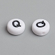 Flat Round with Letter Q Acrylic Beads X-PL37C9070-Q-4