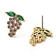 Rack Plating Real 18K Gold Plated Brass Grape Stud Earrings EJEW-B034-15G-2