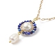 4Pcs 4 Style Natural Mixed Gemstone & Shell Pearl Flower Pendant Necklaces Set NJEW-JN04047-5