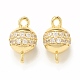Brass Micro Pave Clear Cubic Zirconia Connector Charms KK-P229-71G-2