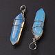 Faceted Bullet Platinum Plated Brass Opalite Double Terminated Pointed Pendants G-J265-14-2