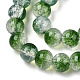 Brins de perles de verre peintes à cuisson craquelée transparente X-DGLA-T003-01C-04-3