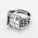 Adjustable Thai Sterling Silver Rectangle Wide Band Ring Components STER-F025-12AS-2