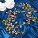 綿刺繍飾りアクセサリー  アップリケ  花  ゴールド  450~470x1mm AJEW-WH0504-32C-4