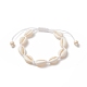 Bracelet coquillage naturel et perles tressées turquoises synthétiques pour femme BJEW-JB09245-02-1