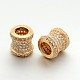Brass Micro Pave Cubic Zirconia Large Hole European Beads ZIRC-M040-15RG-RS-1