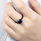 トレンディな真鍮ガラスラインストーンの指輪  ラウンド  サイズ6  ブルー  ガンメタ色  16.5mm RJEW-BB18916-6-7