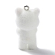 フロッキー樹脂ペンダント  プラチナメッキの鉄製ループが付いた猫の形のチャーム  ホワイト  35.5x16.5x17mm  穴：2mm CRES-M018-01A-2