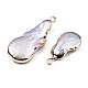 Pendentifs de perle keshi perle baroque naturelle galvanoplastie PEAR-Q008-22G-4