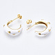 Brass Enamel Stud Earrings EJEW-T014-08G-05-NF-3