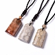 Natural Fossil Coral Arch Pendant Necklace with Nylon Cord for Women NJEW-C002-03-1