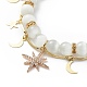 Bracelet multi-rangs en perles rondes et chaîne à maillons en laiton œil de chat BJEW-JB08791-2