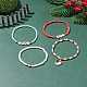 4 Stück 4 Stil Glasstretch-Armbänder mit Wort-Weihnachtsfreude-Acrylperlen BJEW-TA00126-2
