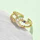 Латунные микро проложить манжеты кольца кубического циркония RJEW-V009-09G-3