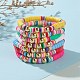 7Pcs Rainbow Polymer Clay Heishi Beads Stretch Bracelets Set BJEW-JB05889-4