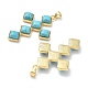 Подвески-кресты из окрашенной синтетической бирюзы в форме ромба KK-P330-10G-2
