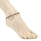 Плетеный ножной браслет из стеклянных семян и латунных бусин с подвесками от сглаза лэмпворк AJEW-AN00484-01-3