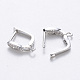 Brass Micro Pave Cubic Zirconia Hoop Earring Findings with Latch Back Closure KK-T048-032P-NF-2