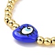 Enamel Evil Eye Heart & Brass Braided Bead Bracelet for Women KK-E033-18G-2