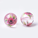 Printed & Spray Painted Transparent Glass Beads GLAA-S047-04A-03-2