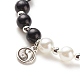 Alloy Yin Yang Charm Necklace with Plastic Imitation Pearl Beaded for Women NJEW-JN03914-4