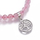 Bracelets en quartz rose naturel avec breloque BJEW-I275-B01-2