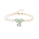 Bracelet en perles d'aventurine verte naturelle et perle avec breloque cœur en zircone cubique BJEW-JB08167-02-1