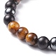 Bracelet extensible en perles rondes en bois naturel BJEW-JB08150-4