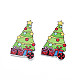 Botones navideños de madera de arce pintados con spray de 2 agujero WOOD-N005-38-4