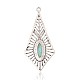 Rhombus Antique Silver Plated Alloy Synthetic Turquoise Big Pendants PALLOY-J597-01AS-2