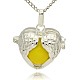 Silver Color Plated Brass Hollow Heart Cage Pendants KK-J241-08S-1