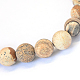 Chapelets de perles rondes en jaspe mat avec image naturelle X-G-E334-6mm-26-2