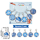 Nbeads 24 Stück Glas flach rund mit blauen und weißen Porzellanmuster-Stichmarkierungen HJEW-PH01782-2