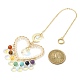 Chakra Gemstone & Brass Heart Pendant Decorations HJEW-TA00073-3