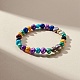 Braccialetto elasticizzato con perline di perle naturali tinte per donna BJEW-JB09189-02-2