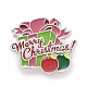 メリークリスマスエナメルピンの単語が入ったギフトボックス  バックパック服の合金バッジ  プラチナ  カラフル  24x26.5x1.8mm JEWB-G010-12P-1