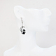 Enamel Cat with Moon Dangle Stud Earrings with Crystal Rhinestone MOST-PW0001-058B-3