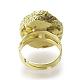 調節可能な染色天然ドゥルージー瑪瑙の指輪  ワイドバンドリング  金色のトーン真鍮のパーツと  ナゲット  ミックスカラー  サイズ8  内径：18mm RJEW-F104-01G-4