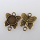Tibetan Style Alloy Butterfly Connector Cabochon Bezel Settings TIBE-M016-02AB-NF-2