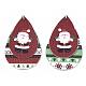クリスマステーマpuレザービッグペンダント  プラチナトーンアイアンジャンプリング付き  ティアドロップ  サンタクロースと  カラフル  56.5x37x3mm  穴：5mm FIND-R080-08-1